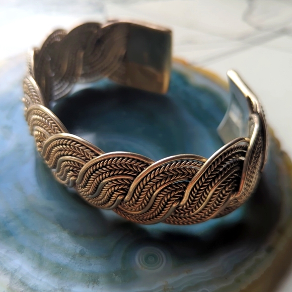 Braided silver cuff bracelet - Picture 8 of 13